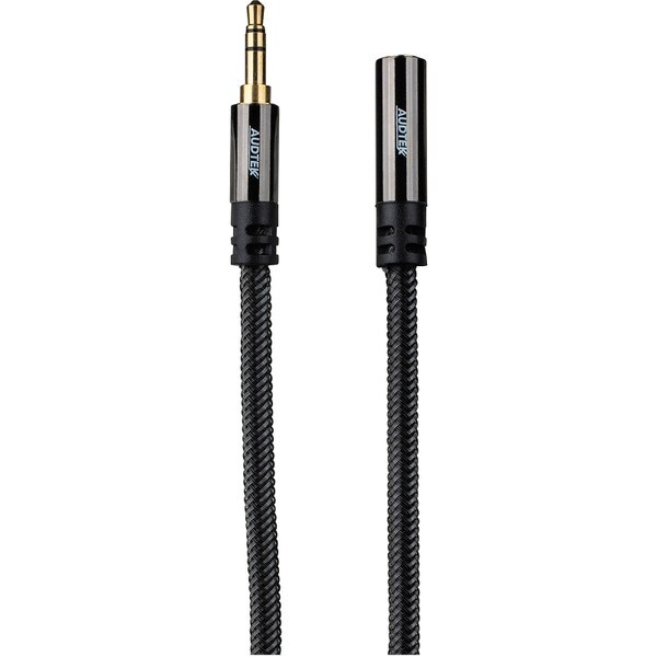 Main product image for Audtek 12 ft. 3.5mm Stereo Male to Female Extension Audio Cable Dual Shielded with Braided Jacket181-934
